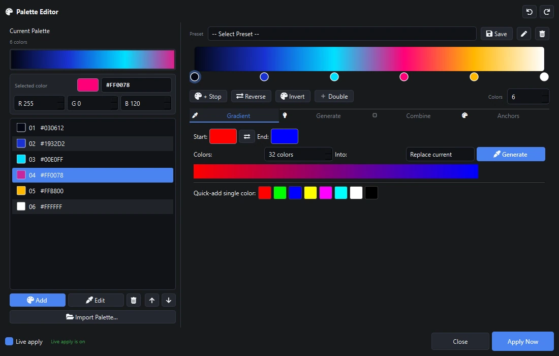 Pixel LED Animator 3 Color Editor