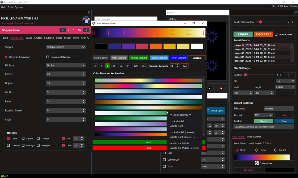 Pixel Led Animator 2 Efectos para Pixel LED Colors