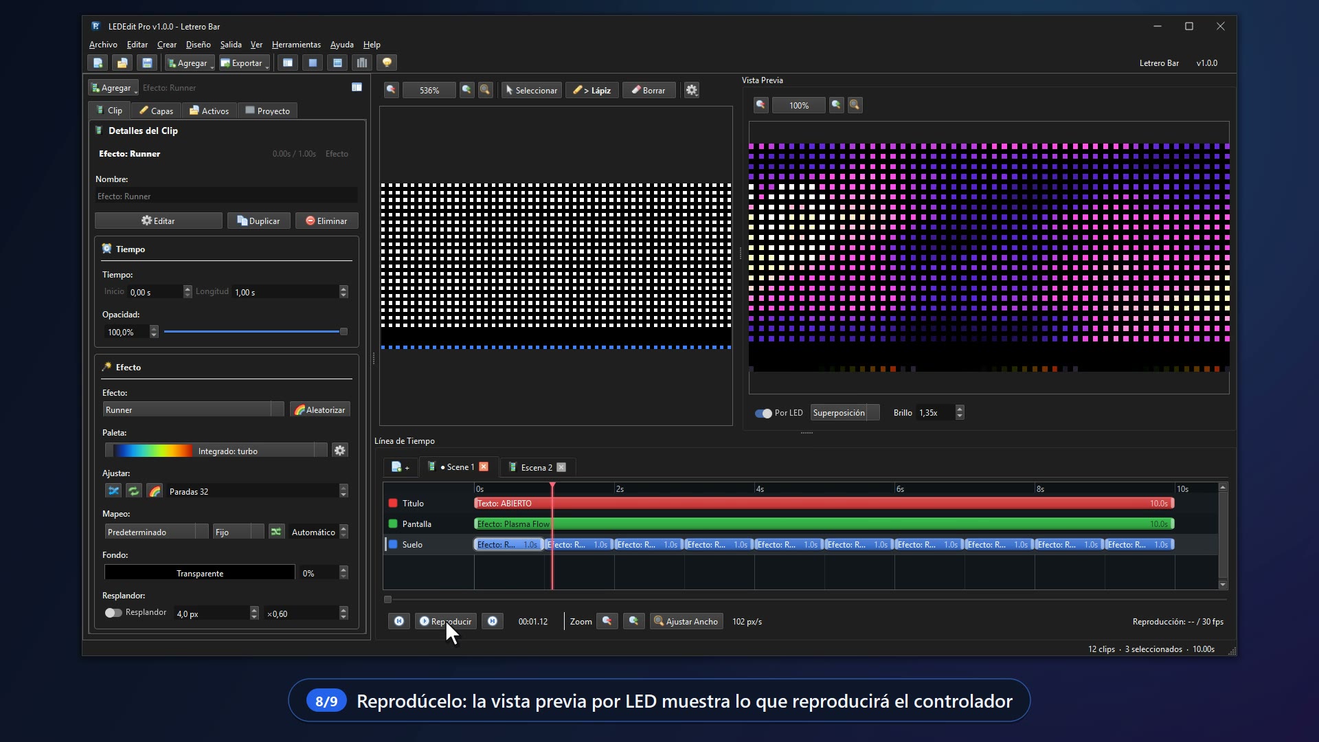 Video tutorial de LEDEdit Pro 2026: un show LED real en 90 segundos